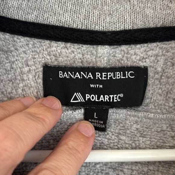 Banana Republic Men Heather Gray pullover polartec Zip-Up Sweatshirt size large - Picture 6 of 8